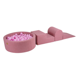 Foam speelblokken met ballenbak en 200 ballen - Teddy roze