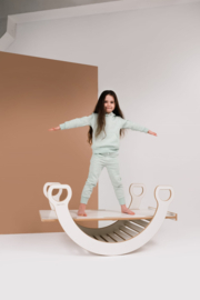 3-in-1 Montessori klimboog met Tafel en Glijbaan met Wolkjes - Groot