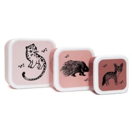 Petit Monkey - Lunchbox set black animals (3st)