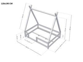 Tipi bed met hekje in verschillende maten