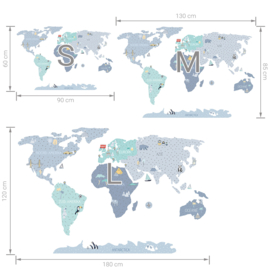 Muursticker wereldkaart