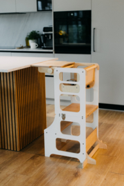 Modulair leertoren met kinderstoel - wit