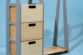 Montessori kledingkast met lades en rechthoekige grepen -  Grijs