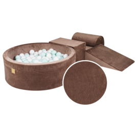 Corduroy Foam speelblokken met ballenbak en 200 ballen - Bruin