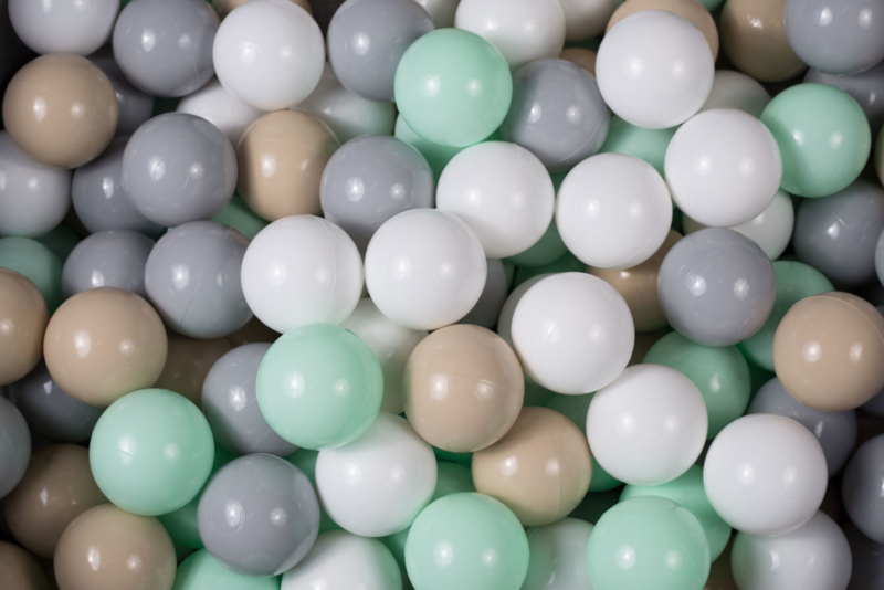 Meow ballen set 200 stuks - White, Mint, Beige & Grey
