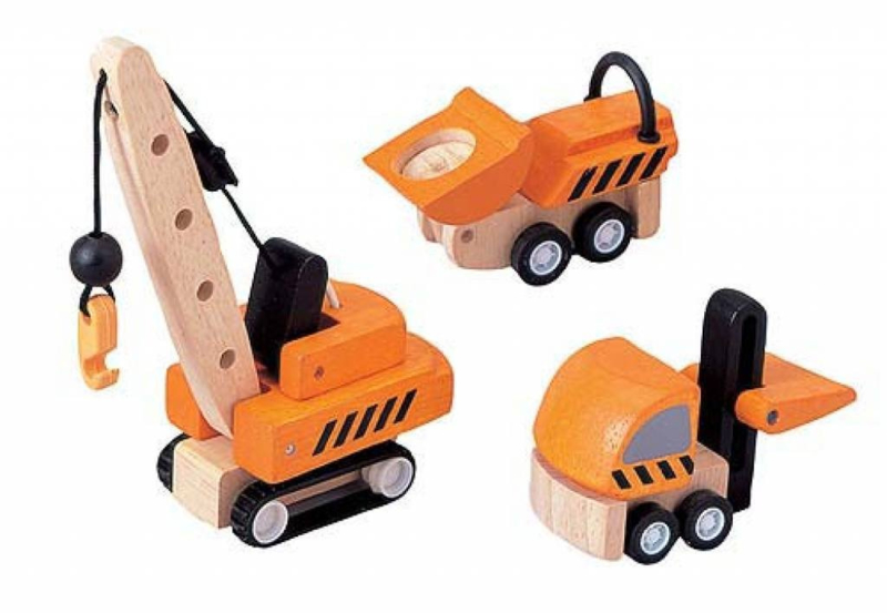 PlanToys - houten mini set constructiewagens (3 stuks)
