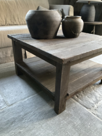 Salontafel met onderblad driftwood, 81 cm x 81 cm •