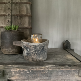 Houten vijzel met steel, nr 8