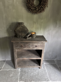 Sidetable met 2 planken en 2 lades .