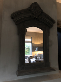 Prachtige houten kuifspiegel met lavet •