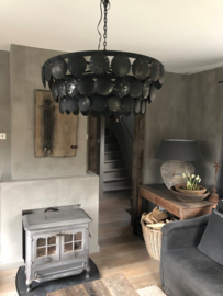 Metalen schijfjes hanglamp 70 cm, zwart