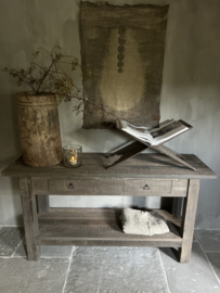 Sidetable driftwood met 2 lades en onderplank .