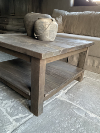 Salontafel met onderblad driftwood, 81 cm x 81 cm •