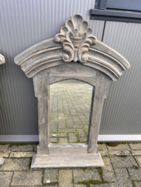 Prachtige houten kuifspiegel met lavet •