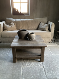 Salontafel met onderblad driftwood, 81 cm x 81 cm •