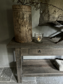 Sidetable driftwood met 2 lades en onderplank .