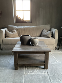 Salontafel met onderblad driftwood, 81 cm x 81 cm •