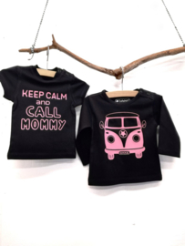 Keep calm and call mommy - Zwart met licht roze 56 TS