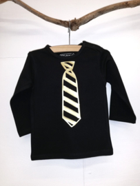 Stropdas streep - Wit met zwart 122/128 LS