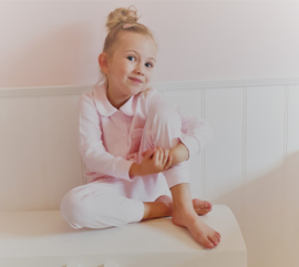 Klassieke pyjama met naam (roze/grijs) 12M-6Y