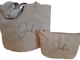 Shopper Vintage met geborduurde naam (verschillende kleuren)