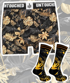 UNTOUCHED GOLDEN LEAVES  BOXERSHORT EN SOCKS MAAT 39-42 IN LUXE CADEAUBLIK