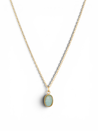 Amazonite Luna Necklace – Stainless Steel Gold