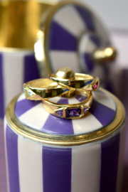 Suraj Amethyst Zircon Ring Gold Vermeil