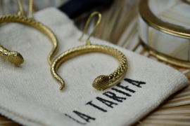 Moon Shaped Snake Earrings Brass