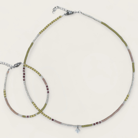 La Tarifa Natural Beaded  Set / Green Silver