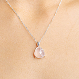 Rose Quartz Necklace Sterling Silver