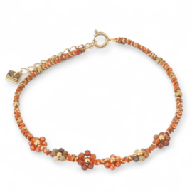Beaded Flower Bracelet Brown