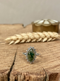 Sunny Marquise Moss Agate Ring Sterling Silver