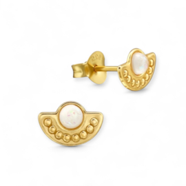 Ethnic Opal Earstuds Gold Vermeil