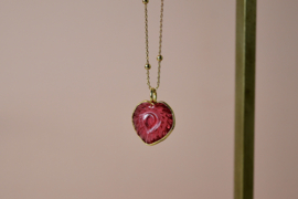 Gesneden Tourmalijn Hart Ketting - Gold Plated