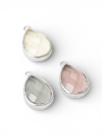 Glazen Druppel Bedel Silver Plated