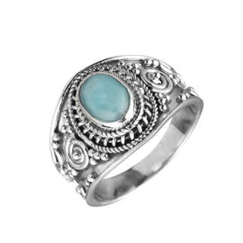 Larimar Boho Ring Sterling Silver