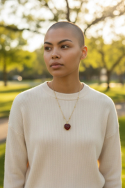 Gesneden Tourmalijn Hart Ketting - Gold Plated