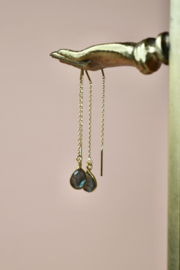 Labradoriet Rani Drops Earchains - Gold Plated