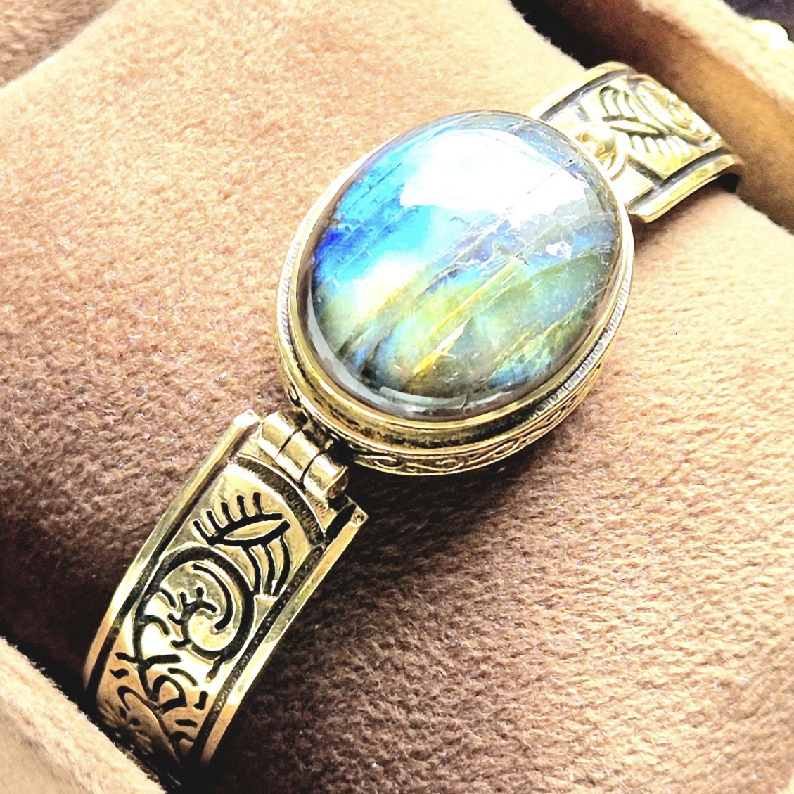 Large Labradorite Bangle Brass