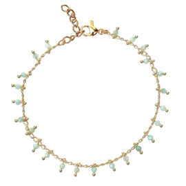 Amazonite Beads Gold Plated Bracelet