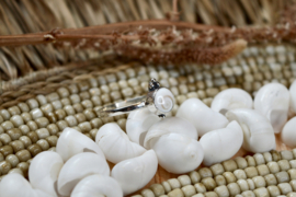 Triple Dotted Shiva Shell Ring Sterling Silver