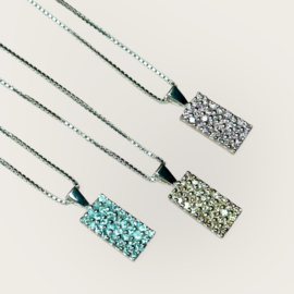 Zircon Tablet Necklace / Sterling Silver Ketting