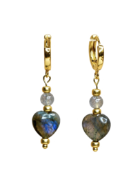 Labradoriet Amore Oorbellen - Gold Plated