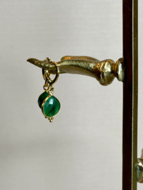 Emerald Gold Plated Earrings / Edelsteen Oorbellen