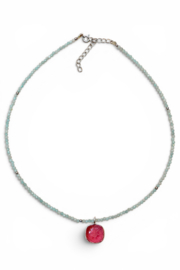 Amazoniet en Roze Toermalijn Ketting - Sterling Silver