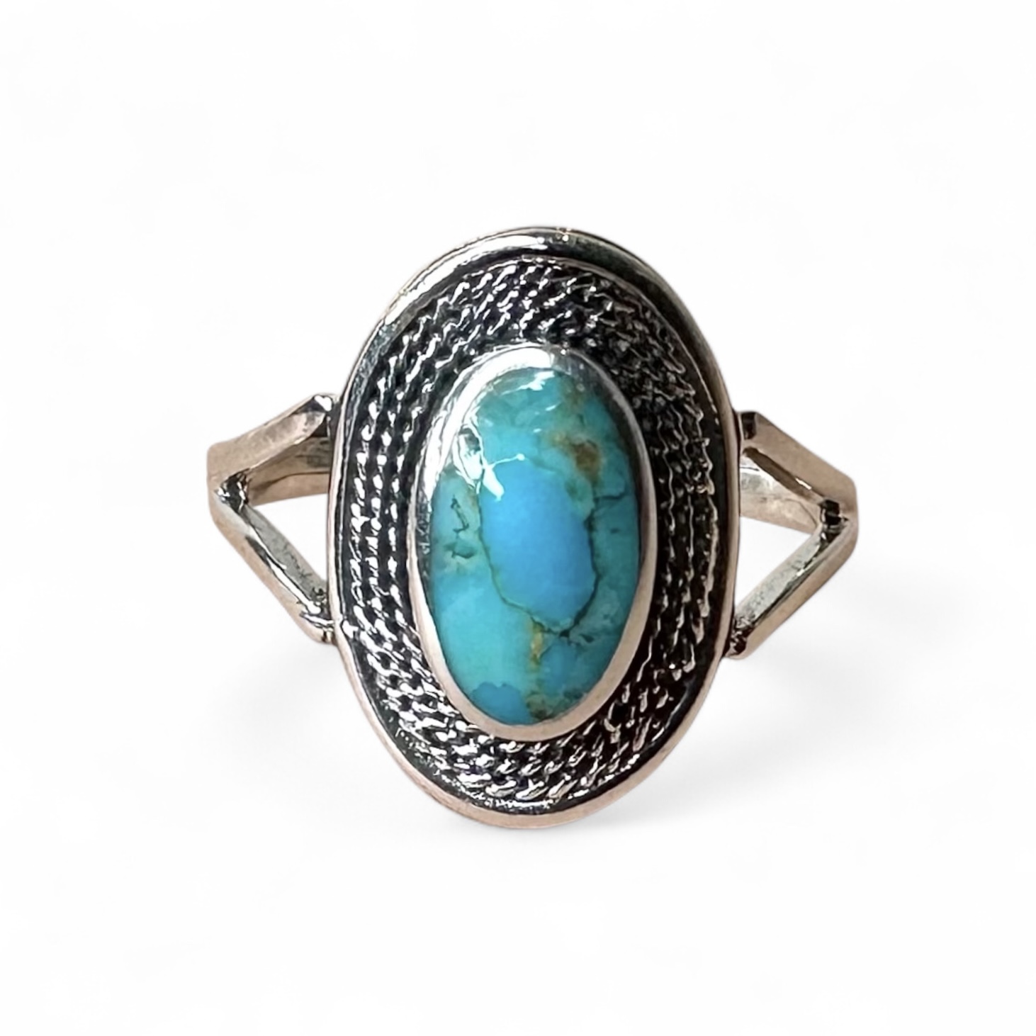 Native Mohave Turquoise Ring Sterling Silver