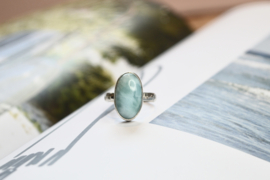 Oval Larimar Hammer Ring Sterling Silver