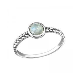 Moonstone Braided Ring Sterling Silver