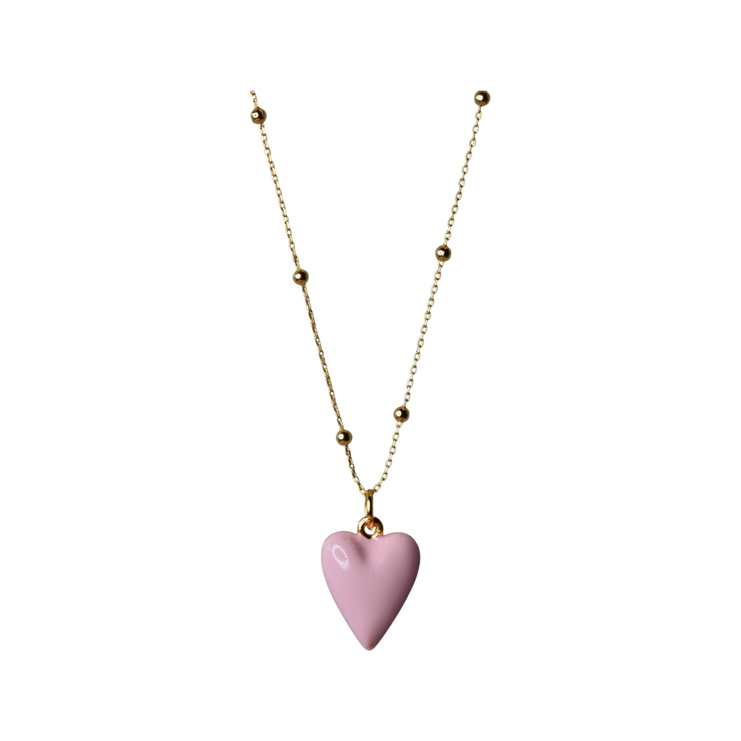 Pink Heart Necklace Gold Plated